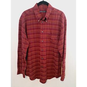 Northern Isles Men's Red Plaid Button-up Shirt 100% Cotton In Size Large